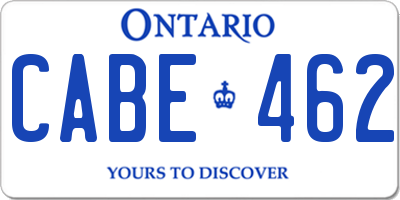 ON license plate CABE462