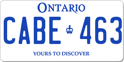 ON license plate CABE463