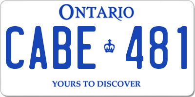 ON license plate CABE481