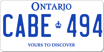 ON license plate CABE494