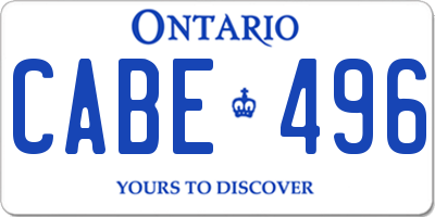 ON license plate CABE496