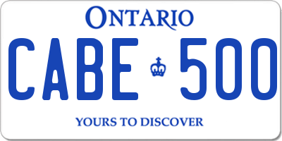 ON license plate CABE500