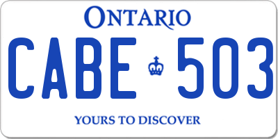 ON license plate CABE503