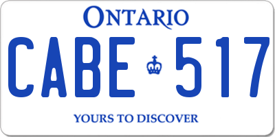 ON license plate CABE517