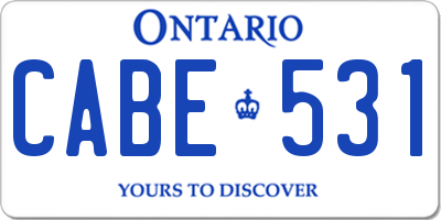 ON license plate CABE531