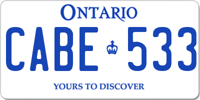 ON license plate CABE533