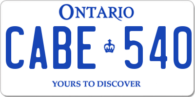 ON license plate CABE540