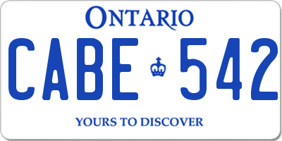 ON license plate CABE542