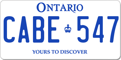 ON license plate CABE547