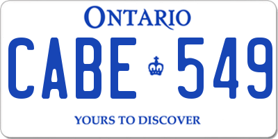 ON license plate CABE549