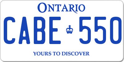 ON license plate CABE550