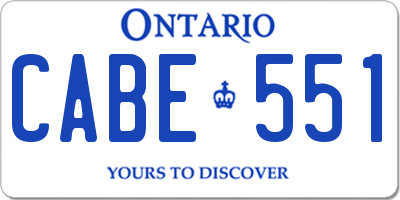 ON license plate CABE551