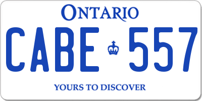 ON license plate CABE557