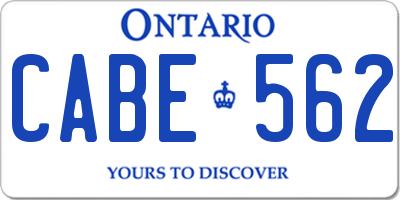 ON license plate CABE562