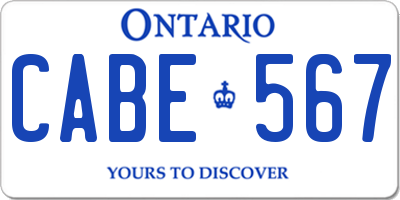 ON license plate CABE567