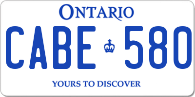 ON license plate CABE580