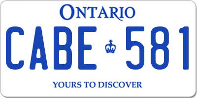 ON license plate CABE581