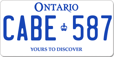 ON license plate CABE587