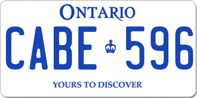 ON license plate CABE596