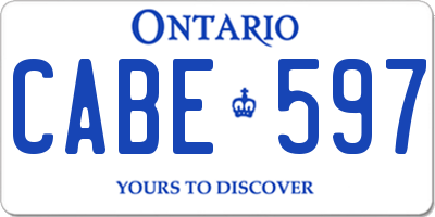 ON license plate CABE597