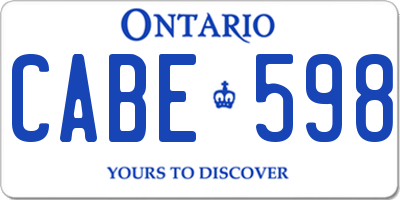 ON license plate CABE598