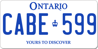 ON license plate CABE599