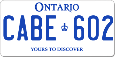 ON license plate CABE602