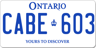 ON license plate CABE603