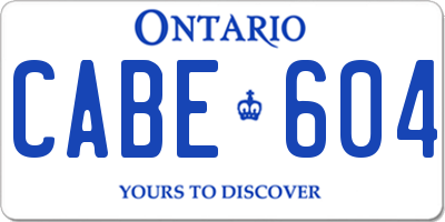 ON license plate CABE604