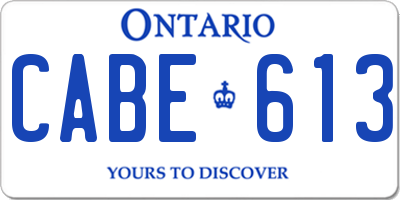 ON license plate CABE613