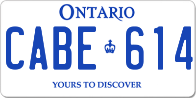 ON license plate CABE614