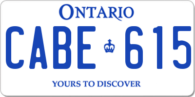 ON license plate CABE615