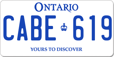 ON license plate CABE619