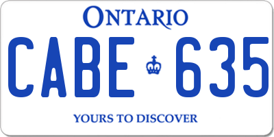 ON license plate CABE635