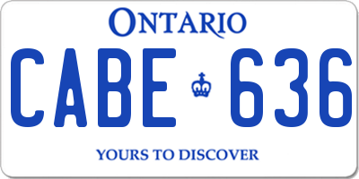 ON license plate CABE636