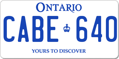 ON license plate CABE640