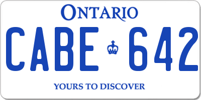 ON license plate CABE642