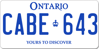 ON license plate CABE643