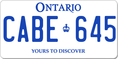 ON license plate CABE645