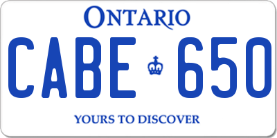 ON license plate CABE650