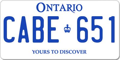 ON license plate CABE651