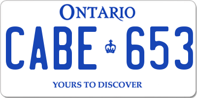 ON license plate CABE653