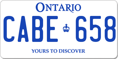 ON license plate CABE658