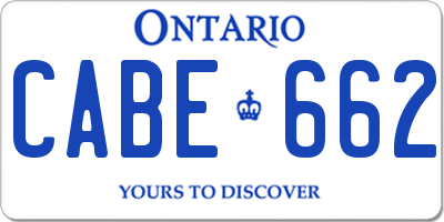 ON license plate CABE662