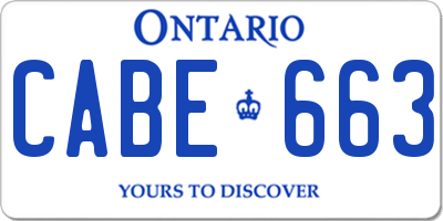 ON license plate CABE663