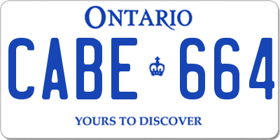 ON license plate CABE664