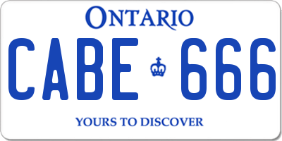 ON license plate CABE666