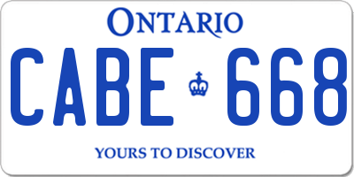 ON license plate CABE668