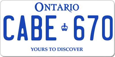 ON license plate CABE670