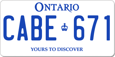 ON license plate CABE671